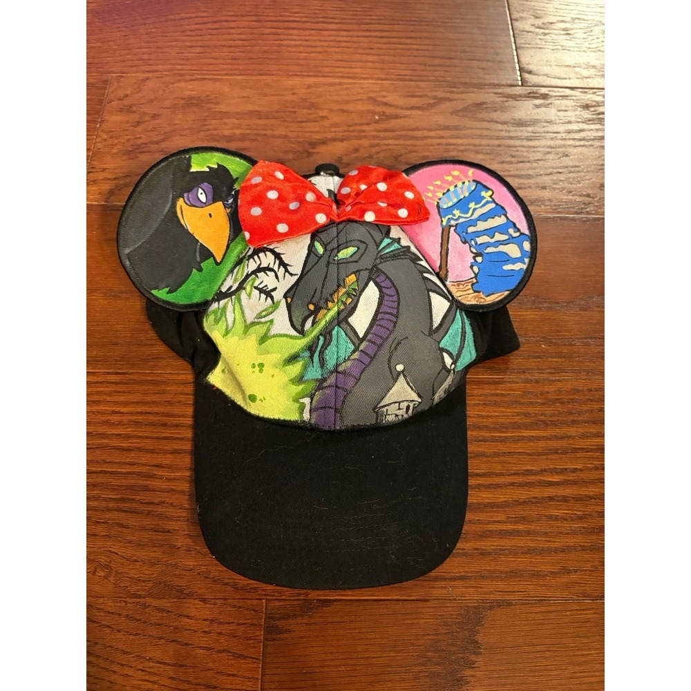 Disney Mickey Ears Hat Hand Painted Maleficent Adult Size